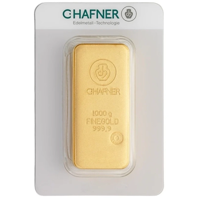 Litý zlatý slitek C. Hafner 1000 g