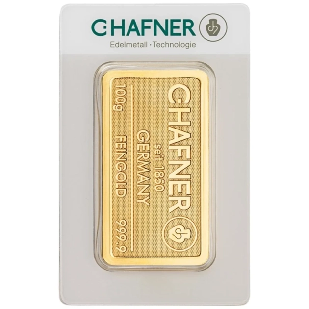 Zlatý slitek C. Hafner 100 g