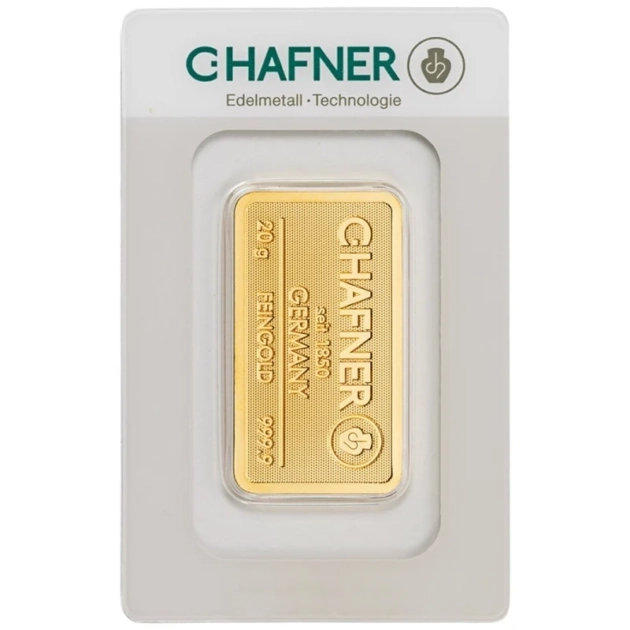 Zlatý slitek C. Hafner 20 g