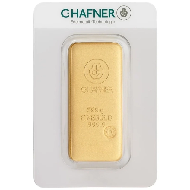 Litý zlatý slitek C. Hafner 500 g